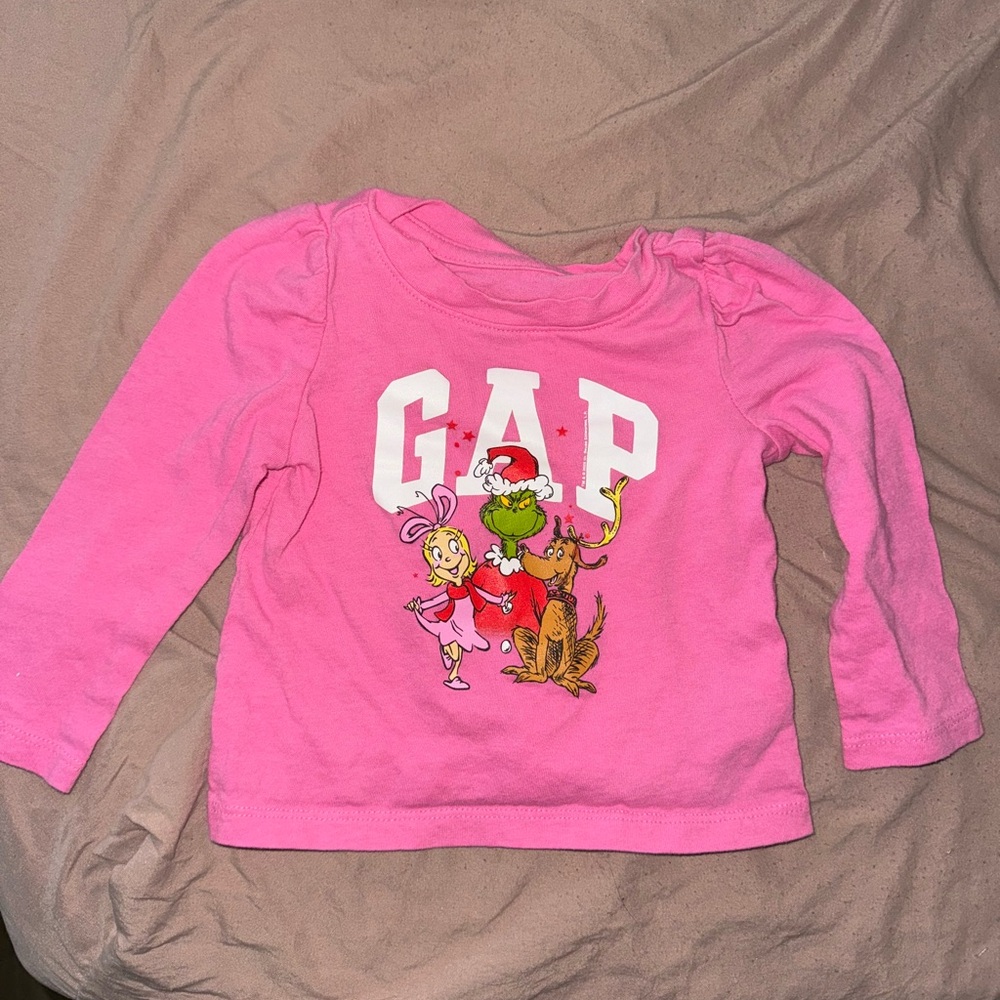 GAP Pink Long Sleeve Tee with Fun Characters
